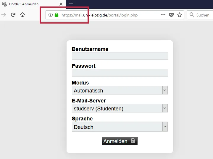 Horde - Uni Leipzig Webmail Login