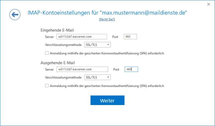 IMAP in Outlook einrichten - Schritt 2: Manuelle Einrichtung wählen