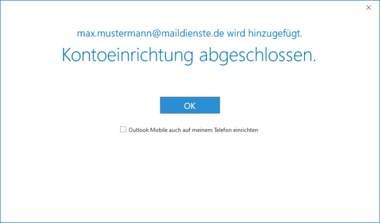 IMAP in Outlook einrichten - Schritt 4: Serveradressen und Ports eingeben